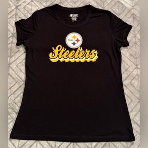 Woman’s Lg Pittsburgh Steelers Short Sleeve Sleepwear Shirt Black/Yellow 19x26